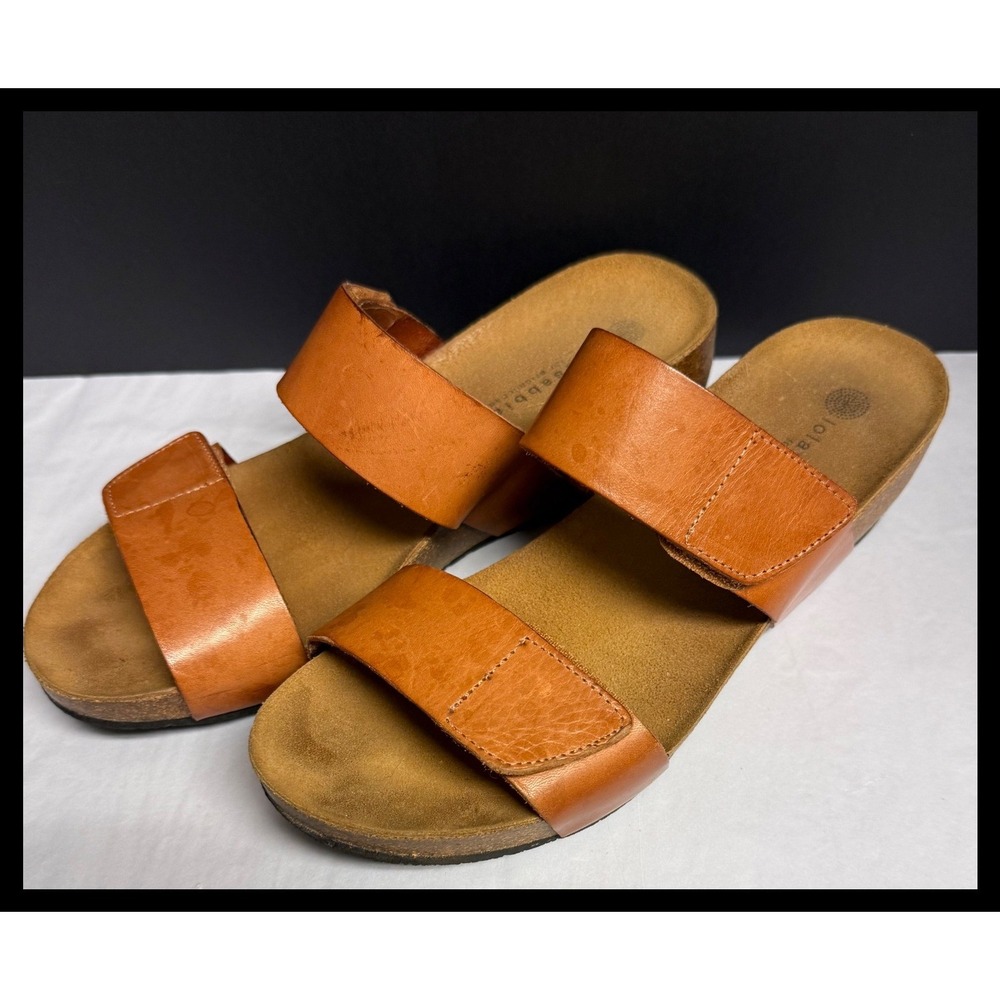 Lola Sabbia Eric Michael Sandals Womens 40 Brown Leather Wedge Slides Spain
